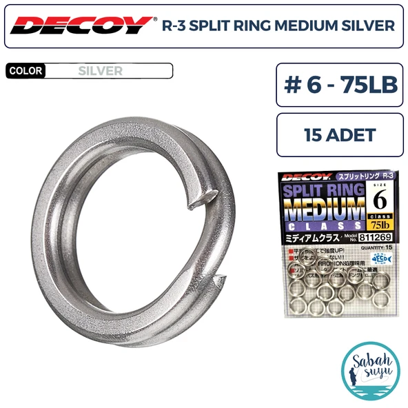 Decoy R-3 Split Ring Halka Medium Silver #6 75lb (15 Adet) ürün görseli 1
