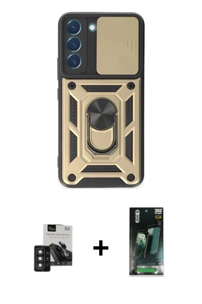 MARSİLYAN™- Galaxy S24 Kılıf Ahenk Klasik - Siyah 360 Mat Full Body Arka Koruyucu + PVD Metal Kamera Lens - DNMR ürün görseli 1