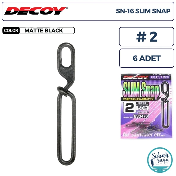 Decoy SN-16 Slim Snap Klips #2 50lb Black (6 Adet) ürün görseli 1