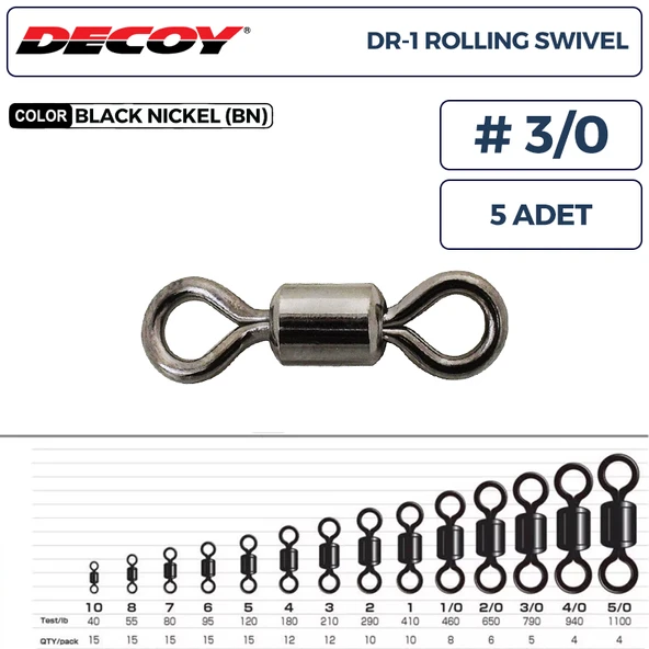 Decoy DR-1 Rolling Swivel Rulmanlı Fırdöndü #3/0 790lb (5 Adet) ürün görseli 1