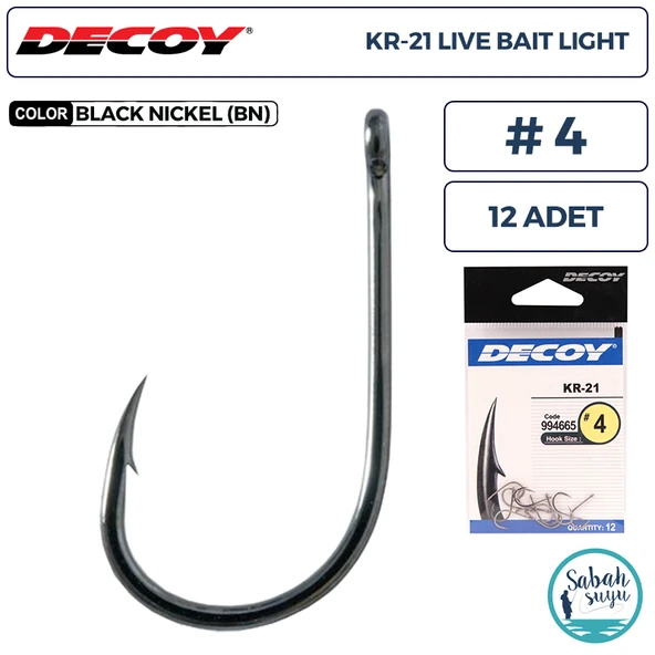 Decoy KR-21 Live Bait Light Delikli Olta İğnesi BN #4 (12 Adet) ürün görseli 1