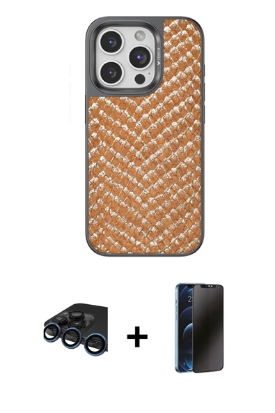 MARSİLYAN™- iPhone 15 Pro Max Kılıf Vadi Özel Seri - Siyah 3D Antistatik Hayalet Cam Ekran Koruyucu + Raze Metal Kamera ürün görseli 1