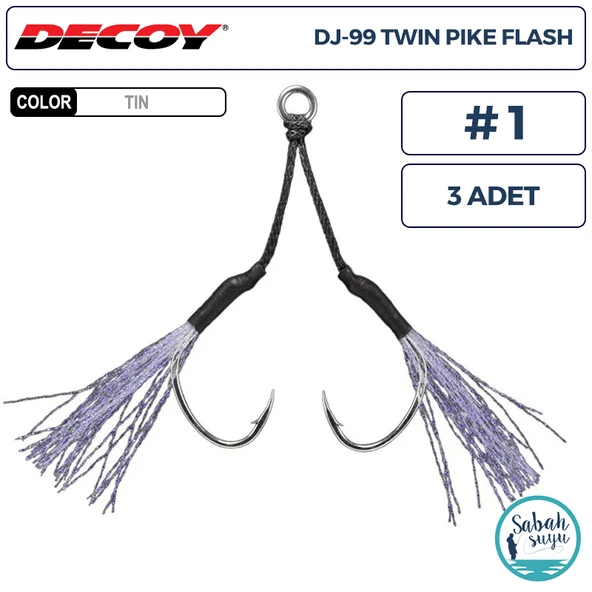 Decoy DJ-99UV Twin Pike Flash Tüylü Çiftli Asist İğnesi #1 (3 Adet) ürün görseli 1