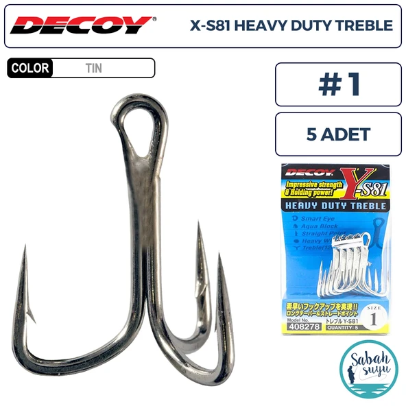 Decoy Y-S81 Heavy Duty Treble Üçlü İğne TIN #1 (5 Adet) ürün görseli 1