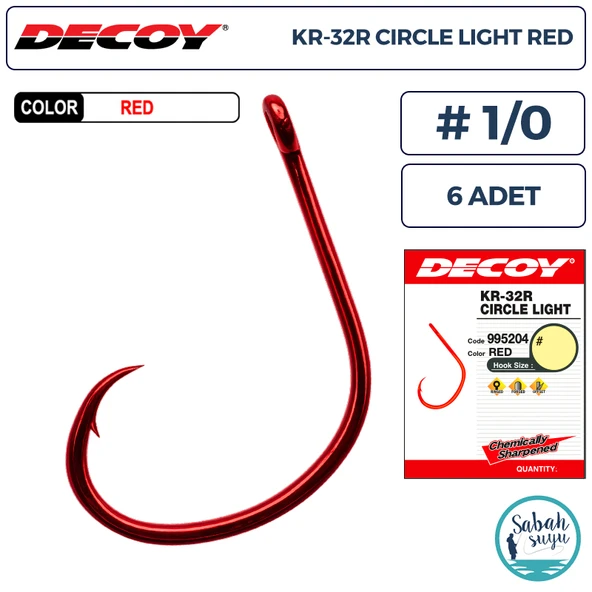 Decoy KR-32R Circle Light Delikli Olta İğnesi Kırmızı #1/0 (6 Adet) ürün görseli 1