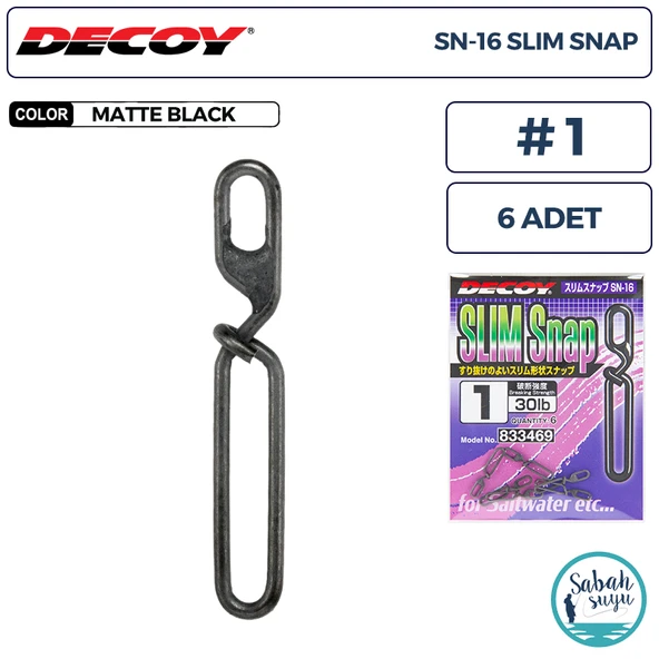 Decoy SN-16 Slim Snap Klips #1 30lb Black (6 Adet) ürün görseli 1
