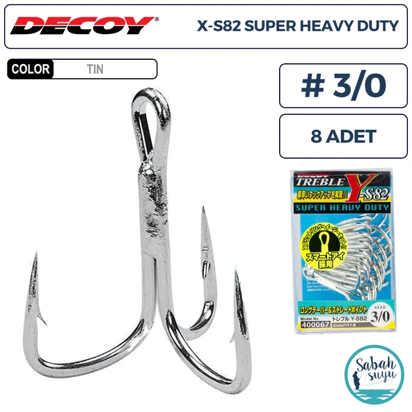 Decoy Y-S82 Super Heavy Duty Treble Üçlü İğne TIN #3/0 (8 Adet) ürün görseli 1