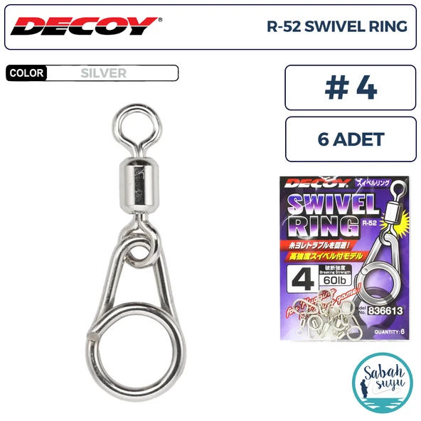 Decoy R-52 Swivel Ring Fırdöndülü Klips Silver #4 (60lb) (6 Adet) ürün görseli 1