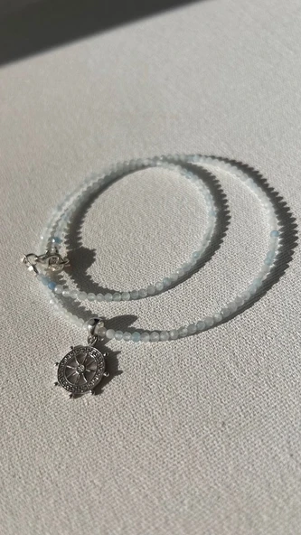 Akuamarin kolye 925 ayar gümüş - Resim 2