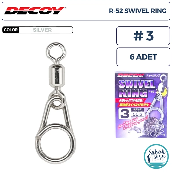 Decoy R-52 Swivel Ring Fırdöndülü Klips Silver #3 (50lb) (6 Adet) ürün görseli 1