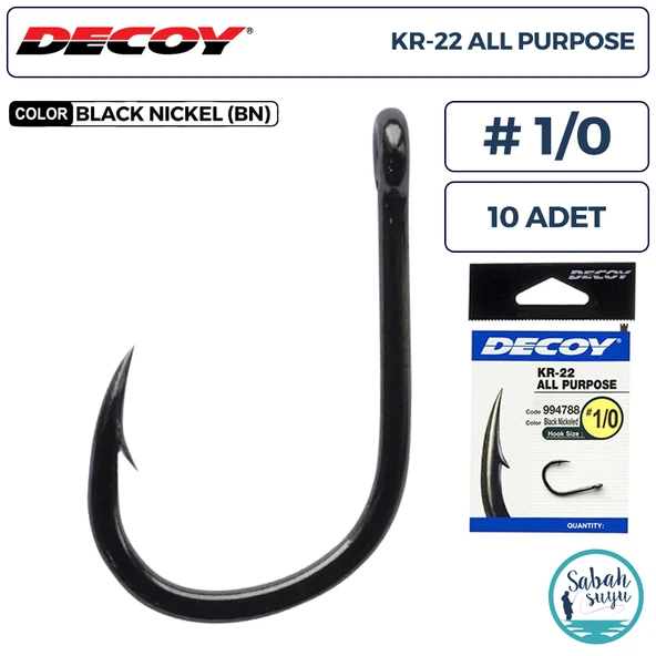 Decoy KR-22 All Purpose Delikli Olta İğnesi BN #1/0 (10 Adet) ürün görseli 1