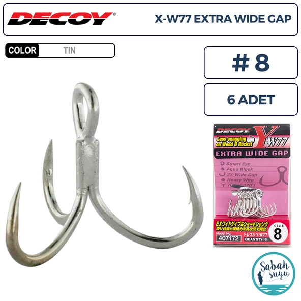 Decoy Y-W77 Curve Treble Üçlü İğne TIN #8 (6 Adet) ürün görseli 1