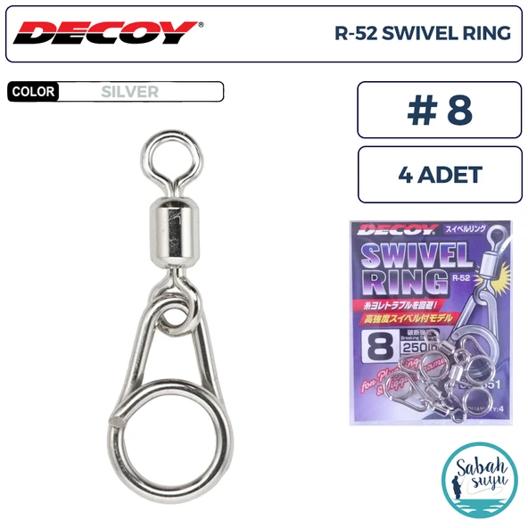 Decoy R-52 Swivel Ring Fırdöndülü Klips Silver #8 (250lb) (4 Adet) ürün görseli 1