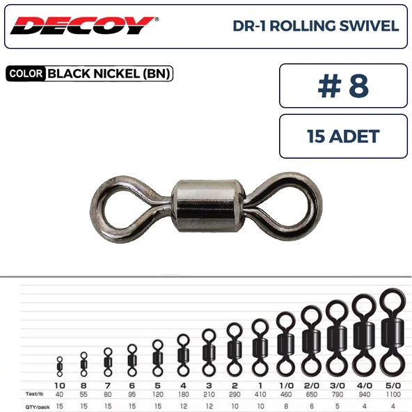 Decoy DR-1 Rolling Swivel Rulmanlı Fırdöndü #8 55lb (15 Adet) ürün görseli 1