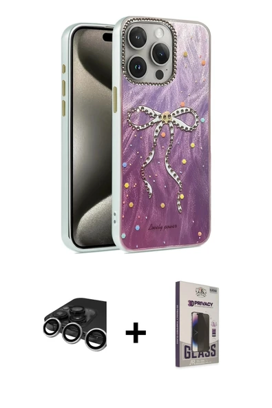 MARSİLYAN™- iPhone 15 Pro Kılıf Zirve Modern Prime - Siyah Bilvis Hayalet Cam Ekran Koruyucu + Raze Metal Kamera Lens - ürün görseli 1