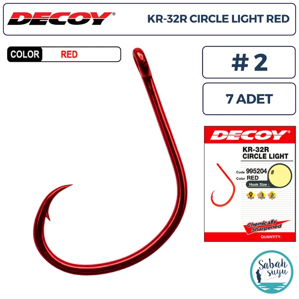 Decoy KR-32R Circle Light Delikli Olta İğnesi Kırmızı #2 (7 Adet) ürün görseli 1