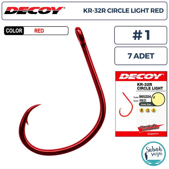 Decoy KR-32R Circle Light Delikli Olta İğnesi Kırmızı #1 (7 Adet) ürün görseli 1