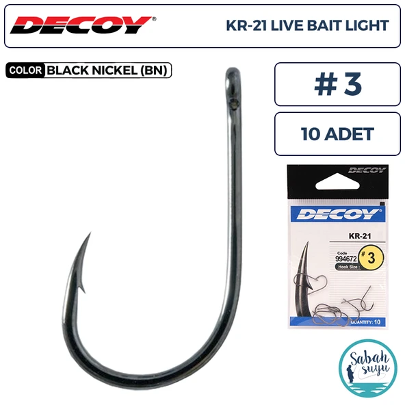 Decoy KR-21 Live Bait Light Delikli Olta İğnesi BN #3 (10 Adet) ürün görseli 1