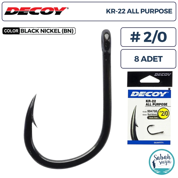 Decoy KR-22 All Purpose Delikli Olta İğnesi BN #2/0 (8 Adet) ürün görseli 1