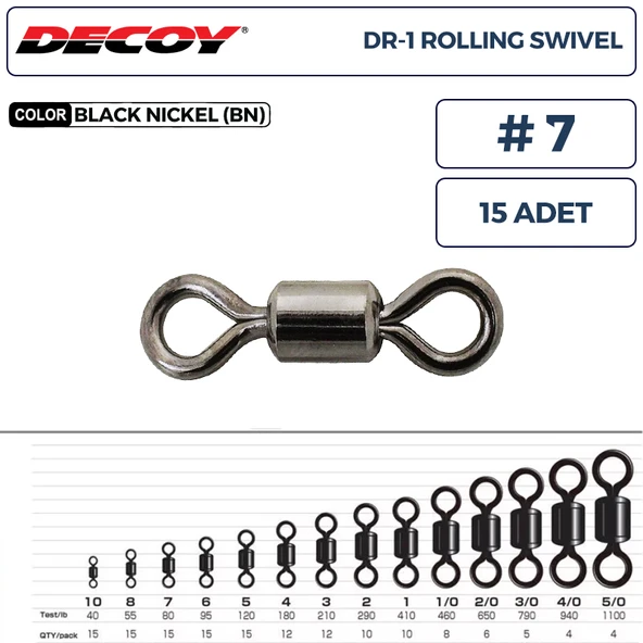 Decoy DR-1 Rolling Swivel Rulmanlı Fırdöndü #7 80lb (15 Adet) ürün görseli 1
