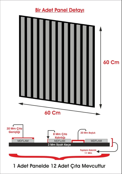 WİNFLEX MİNİ EKO AKUSTİK AHŞAP PANEL  - 60X60CM - Resim 5