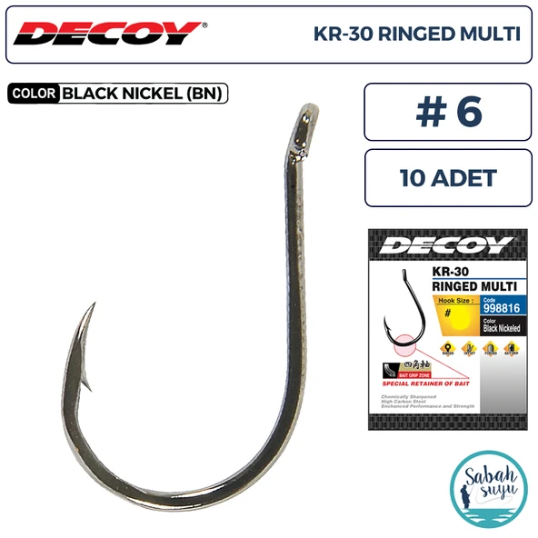 Decoy KR-30 Ringed Multi Delikli Olta İğnesi BN #6 (10 Adet) ürün görseli 1