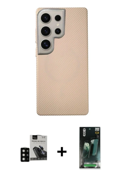 MARSİLYAN™- Galaxy S24 Ultra Kılıf Eksen Prime - Şeffaf 360 Full Body Arka Koruyucu + PVD Metal Kamera Lens - SH ürün görseli 1