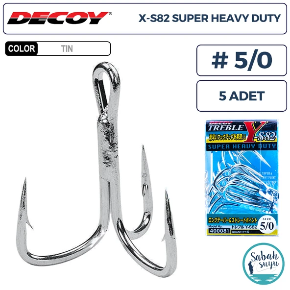 Decoy Y-S82 Super Heavy Duty Treble Üçlü İğne TIN #5/0 (5 Adet) ürün görseli 1