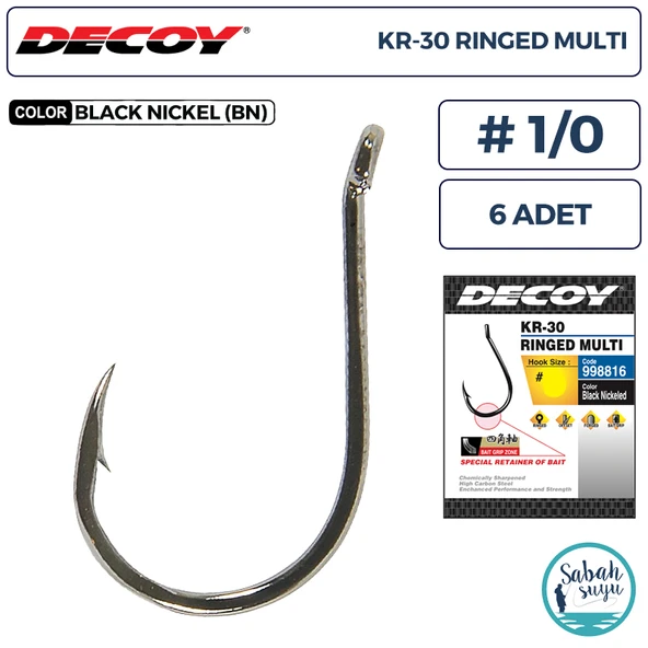 Decoy KR-30 Ringed Multi Delikli Olta İğnesi BN #1/0 (6 Adet) ürün görseli 1