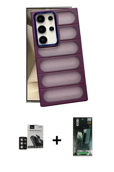 MARSİLYAN™- Galaxy S24 Ultra Kılıf Yadigar Doku Özel Seri - Şeffaf 360 Full Body Arka Koruyucu + PVD Metal Kamera Lens - ürün görseli 1