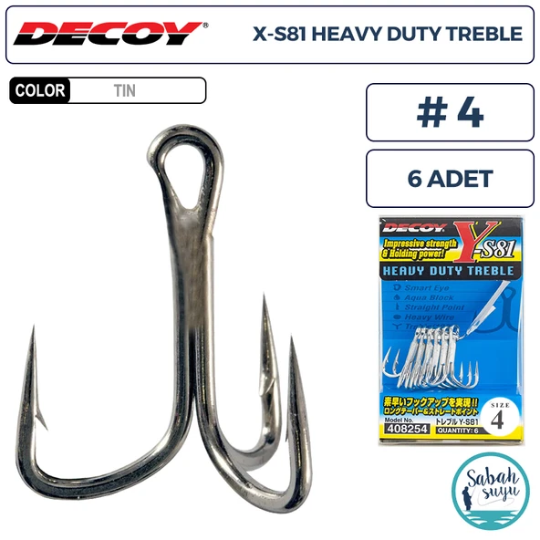 Decoy Y-S81 Heavy Duty Treble Üçlü İğne TIN #4 (6 Adet) ürün görseli 1