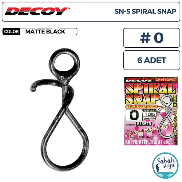 Decoy SN-5 Spiral Snap Klips #0 10lb (6 Adet) ürün görseli 1