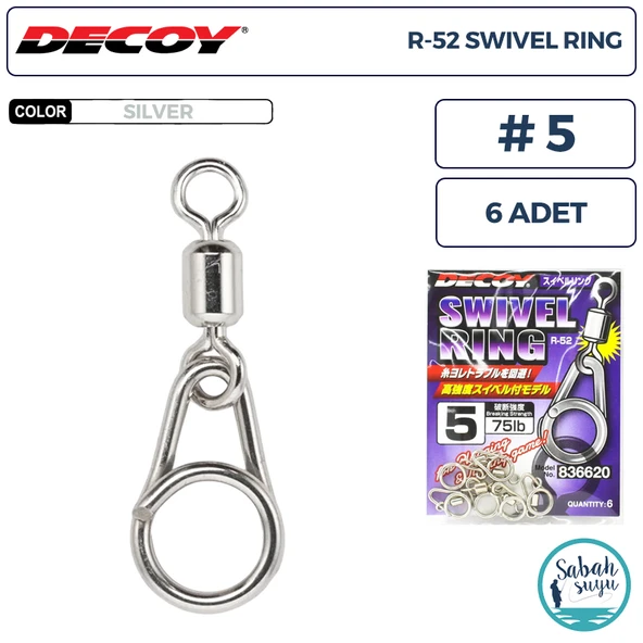 Decoy R-52 Swivel Ring Fırdöndülü Klips Silver #5 (75lb) (6 Adet) ürün görseli 1