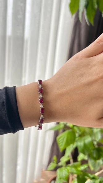 925 ayar gümüş Yakut taşlı set - Resim 10