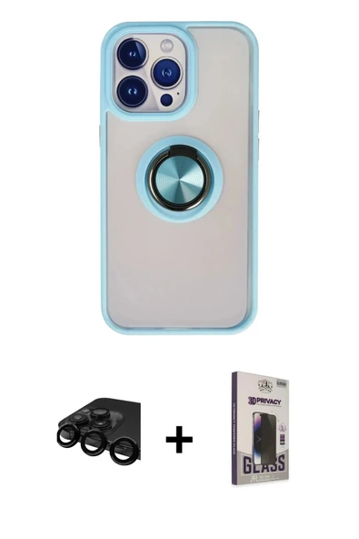 MARSİLYAN™- iPhone 15 Pro Max Kılıf Yörünge Çizgi - Siyah Bilvis Hayalet Cam Ekran Koruyucu + Raze Metal Kamera Lens - S ürün görseli 1