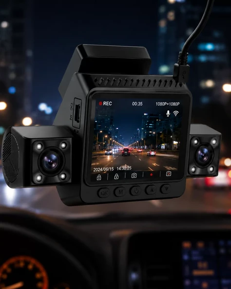 Araç İçi Güvenlik Kamerası 4 Lensli Full HD Kayıt Destekli Sistem ürün görseli 1