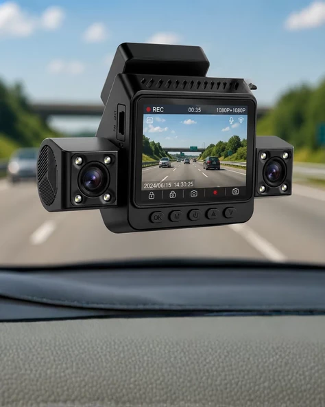 Araç Ön Arka İç Kamera Sistemi Full HD Hareket Sensörlü Kayıt Cihazı ürün görseli 1