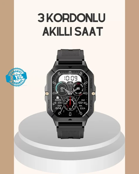 3 Kordonlu Akıllı Saat Uzun Pil Süreli ürün görseli 1