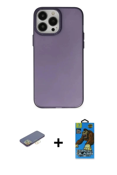 MARSİLYAN™- iPhone 13 Pro Max Kılıf Ahenk Çizgi Prime - Siyah 18D Cam Ekran Koruyucu + Renkli Kamera Lens Koruma Cam - S ürün görseli 1
