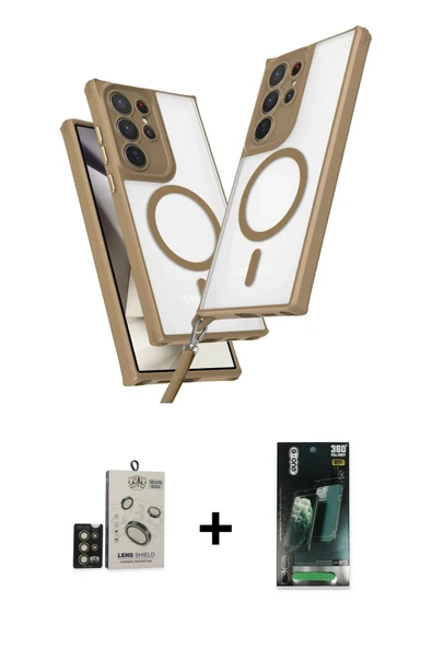 MARSİLYAN™- Galaxy S24 Ultra Kılıf Atlas Doku Koleksiyonu - Şeffaf 360 Full Body Arka Koruyucu + Bilvis Titan Kamera Len ürün görseli 1