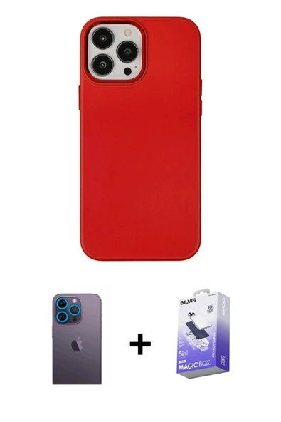 MARSİLYAN™- iPhone 13 Pro Max Kılıf Çekirdek Çizgi - Siyah Bilvis 5in1 5D Magic Hayalet Cam Ekran Koruyucu + Neon Fosfor ürün görseli 1