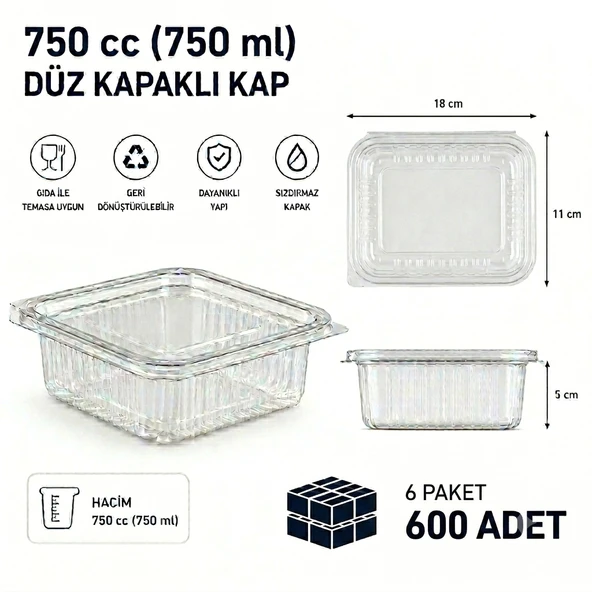 750 cc Sızdırmaz Kap 600 Adet ürün görseli 1