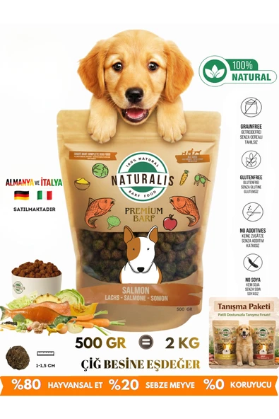 Somonlu %100 Doğal Kurtulmuş Köpek Maması Hipoalerjenik AirDried Barf Elit Köpek Maması SOMON 500 gr ürün görseli 1