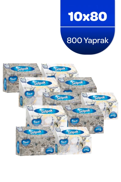 Selpak El ve Yüz Havlusu Kutulu Mermer Desen 10*80 Yaprak ürün görseli 1