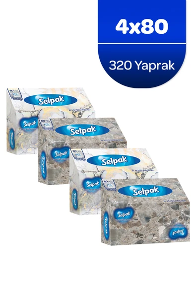 Selpak El Ve Yüz Havlusu Kutulu Mermer Desen 4*80 Yaprak ürün görseli 1