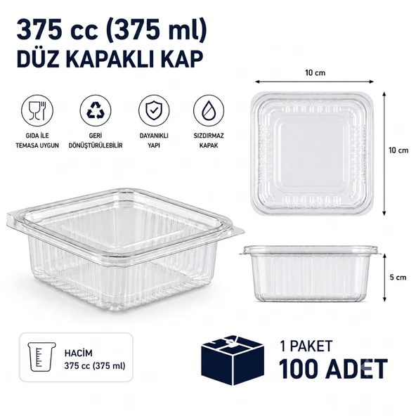 375 cc Sızdırmaz Kap 100 Adet ürün görseli 1