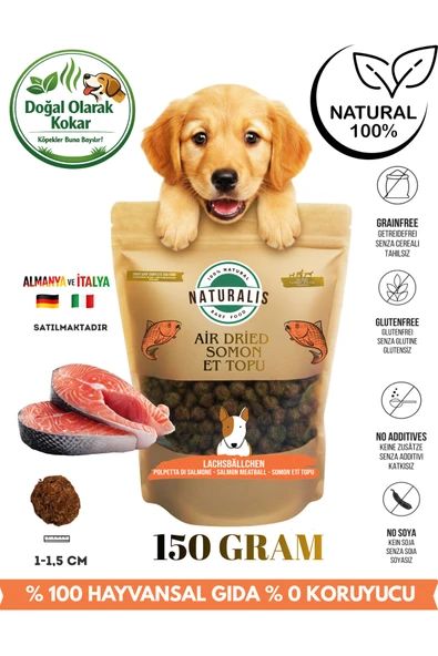 Somon Et Topu Organic 150gr Hipoalerjenik % 0 Karışım Köpek Ödül Maması %100 Doğal AirDried Kurtulmuş ürün görseli 1