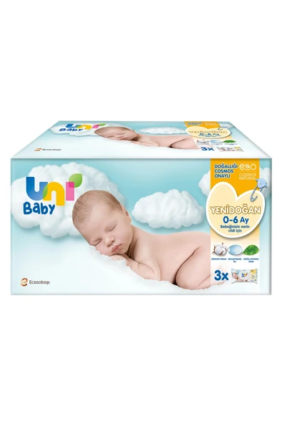 Uni Baby Yenidoğan Islak Mendil 40 Yaprak 3'lü Paket x 4 PAKET ürün görseli 1