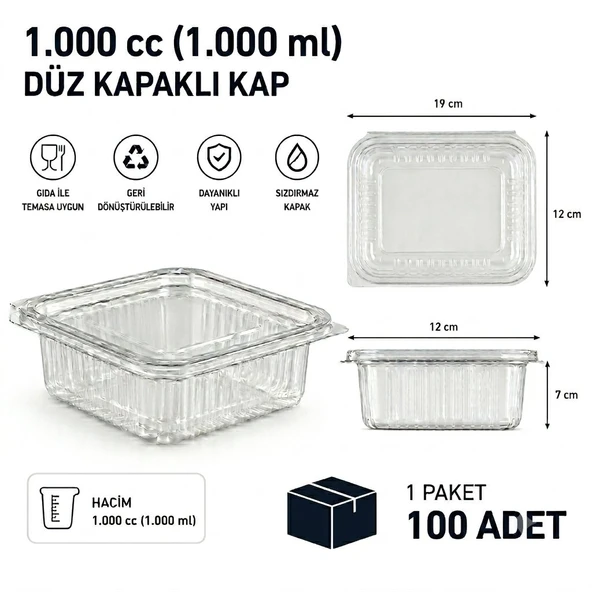 1000 cc Sızdırmaz Kap 100 Adet ürün görseli 1
