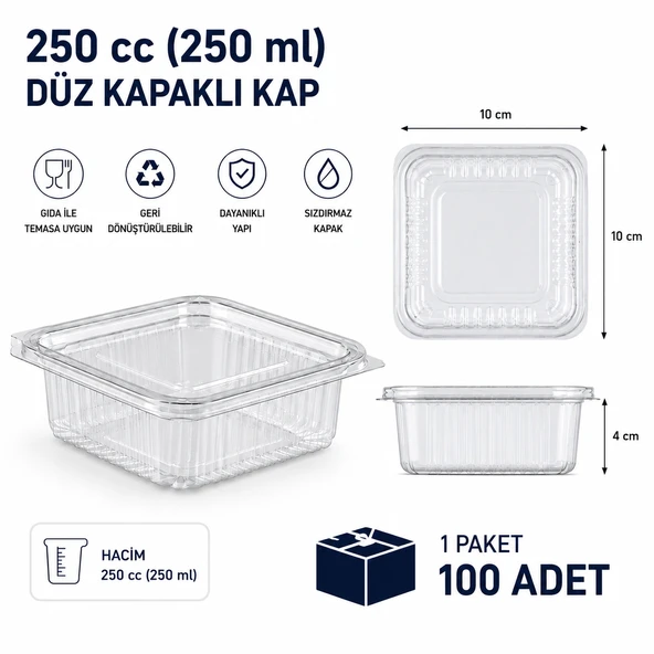 250 cc Sızdırmaz Kap 100 Adet ürün görseli 1